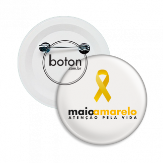 Boton com alfinete Maio Amarelo