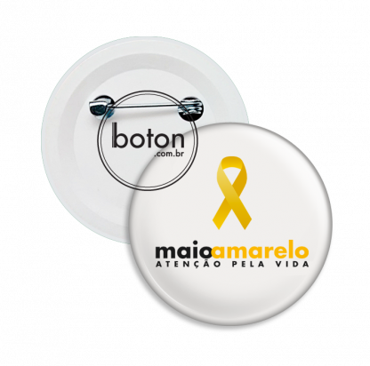 Boton com alfinete Maio Amarelo